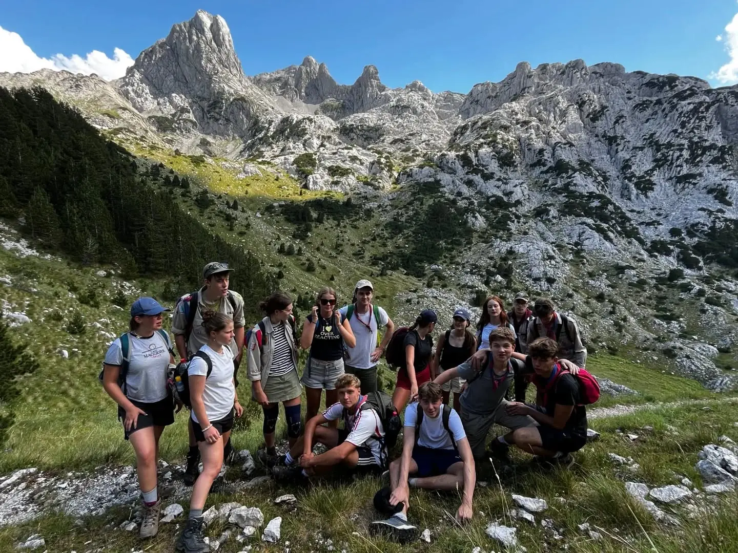 A student group with their guide in the mountains of Bosnia and Herzegovina