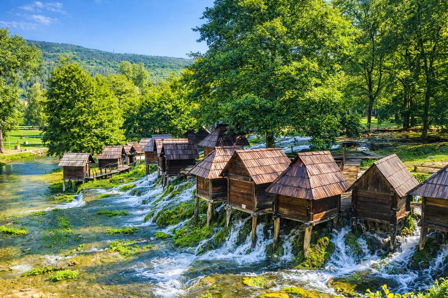 The little watermills on the Pliva near Jajce
