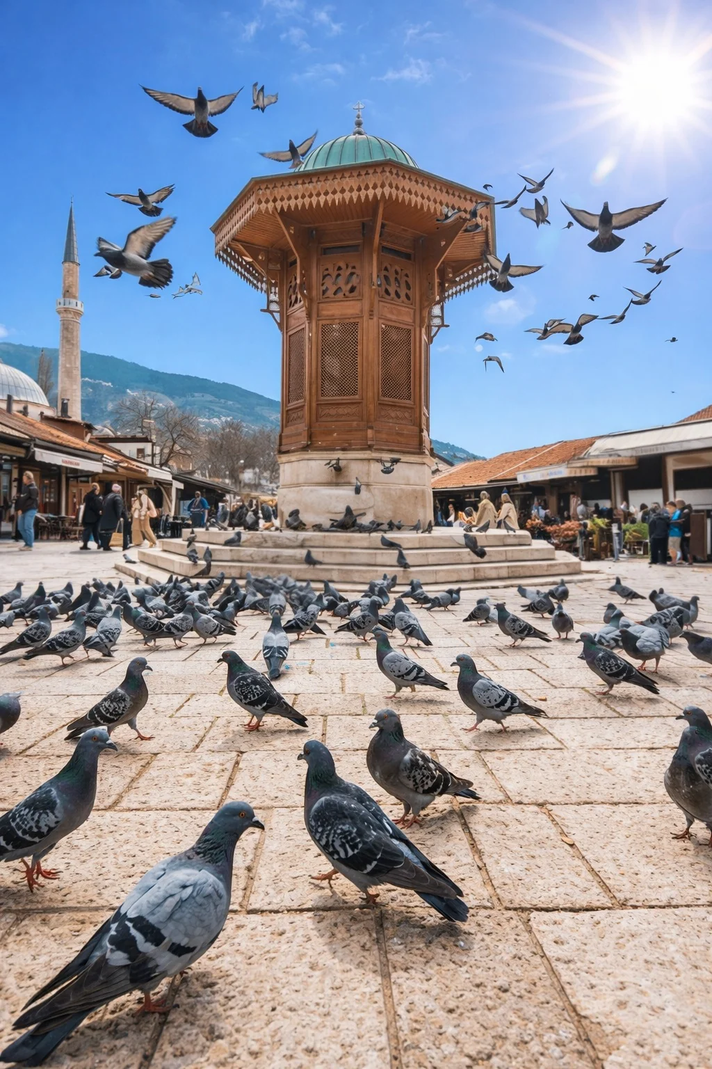 The Sebilj fountain on Baščaršija in Sarajevo